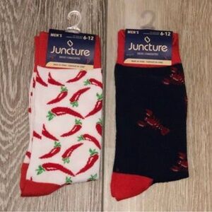 NWT Lot of 2 Men’s Super Cool Socks Chili Peppers & Lobsters
